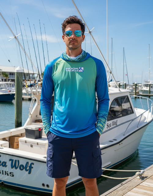 Load image into Gallery viewer, Men's Mahi Camo UV Fishing Hoodie Gaiter
