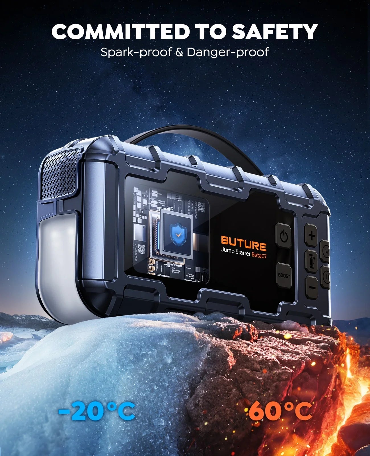 【Top Rated】Buture Beta07 Car Jump Starter 6000A With 160PSI Air Compressor