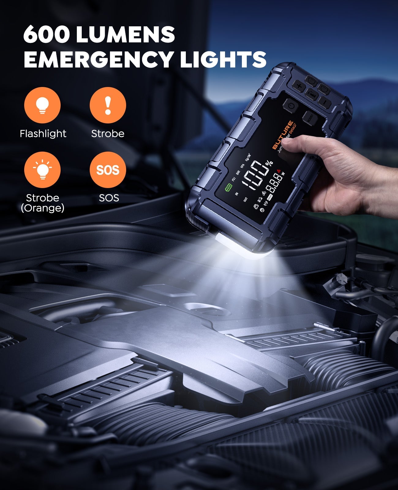 【Top Rated】Buture Beta07 Car Jump Starter 6000A With 160PSI Air Compressor